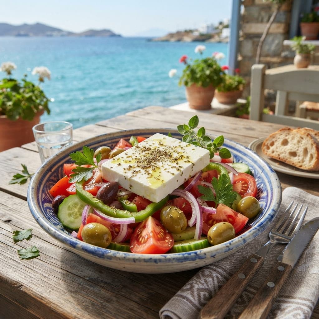 Healthy Mediterranean Greek Village Green Salad