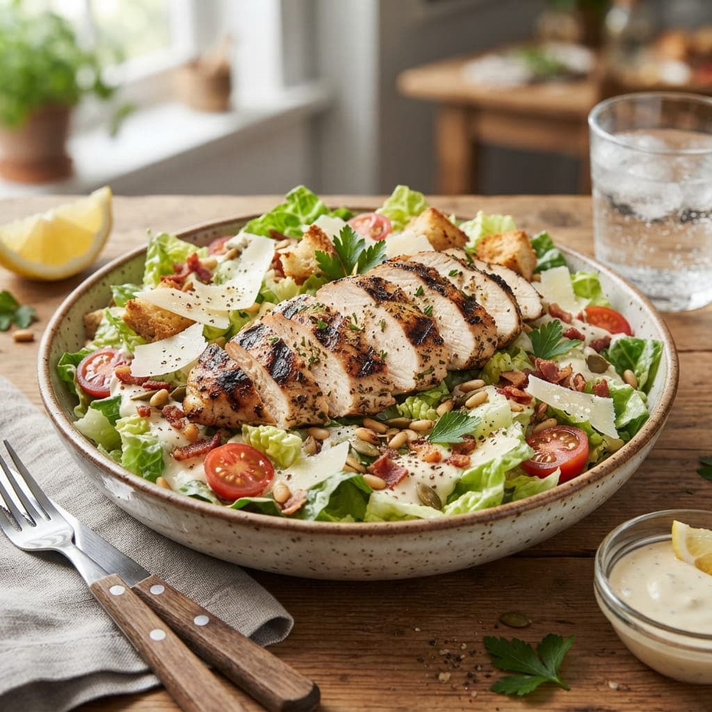 High-Protein American Grilled Chicken Caesar Salad
