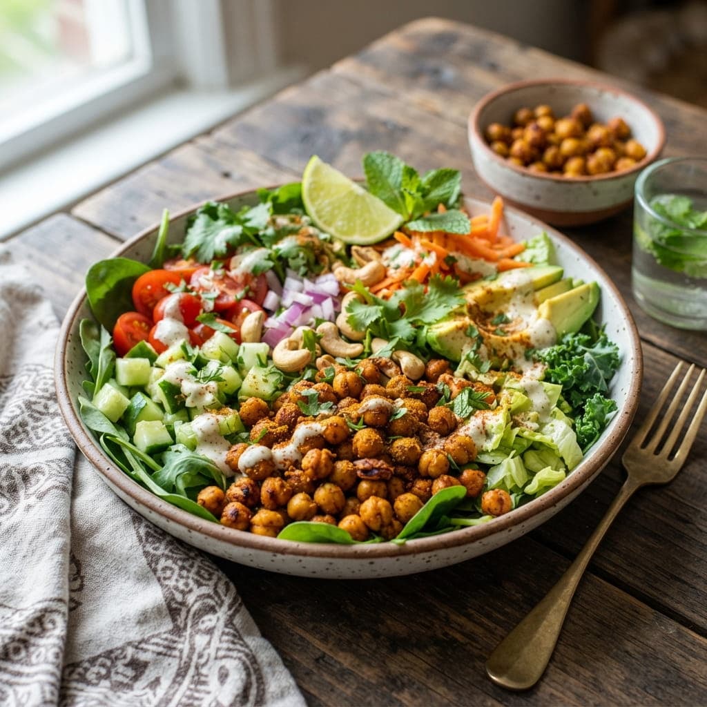 Spicy Indian Chickpea Roasted Salad Bowl
