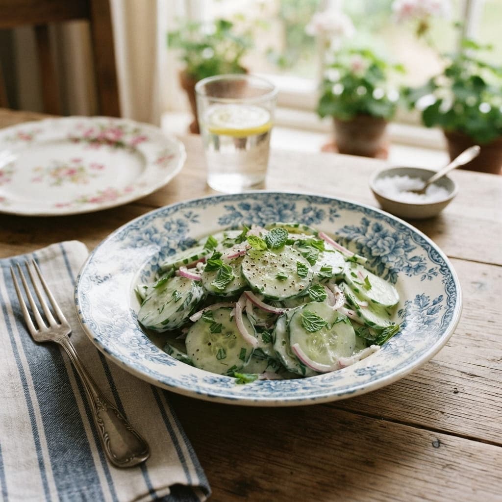 Traditional British Crisp Cucumber Mint Salad