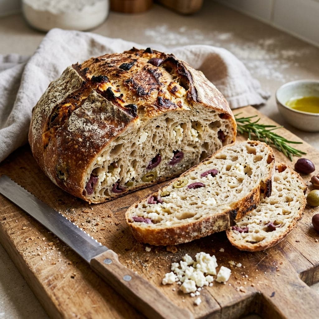 Olives and Feta Mediterranean Sourdough Bread
