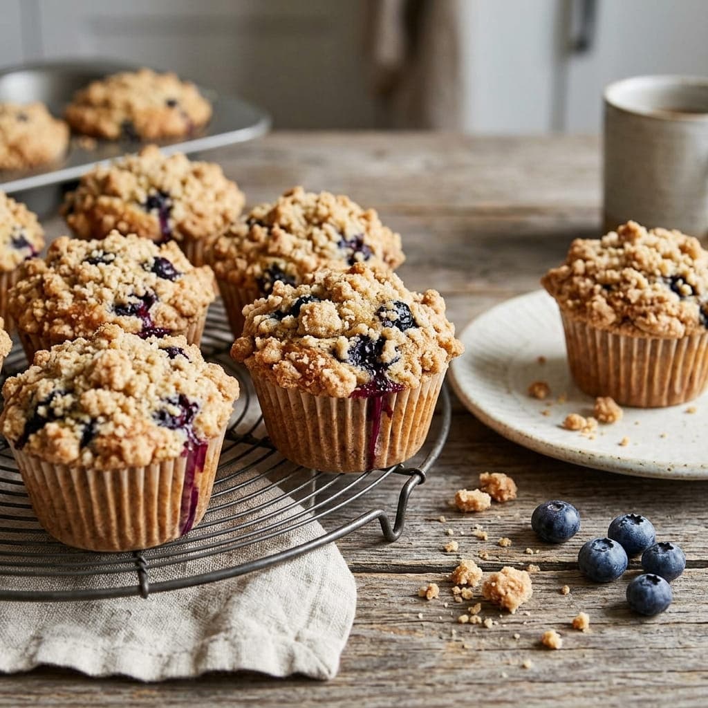 Blueberry Crumb Streusel Quick Muffins